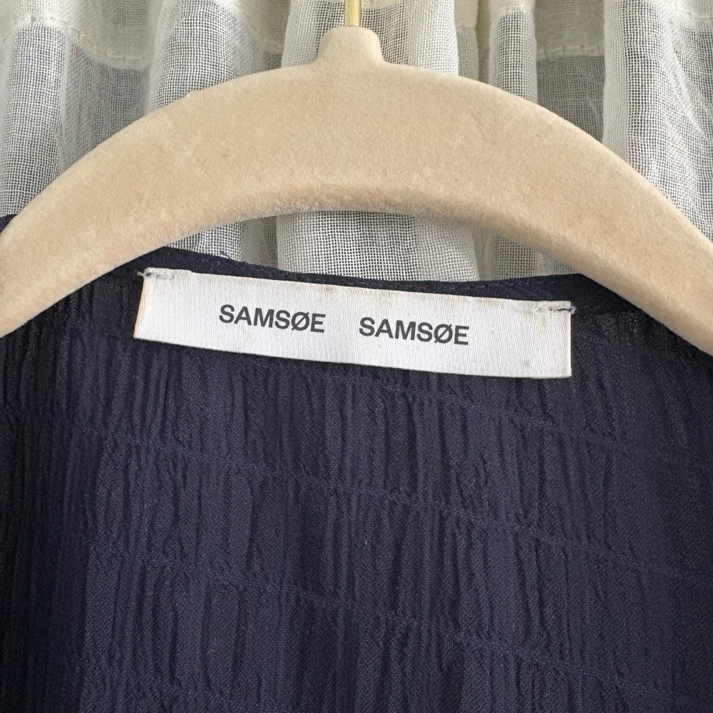 Samsøe Samsøe Jolie Long Sleeve Wrap Dress Dark Navy Size L - Picture 7 of 9